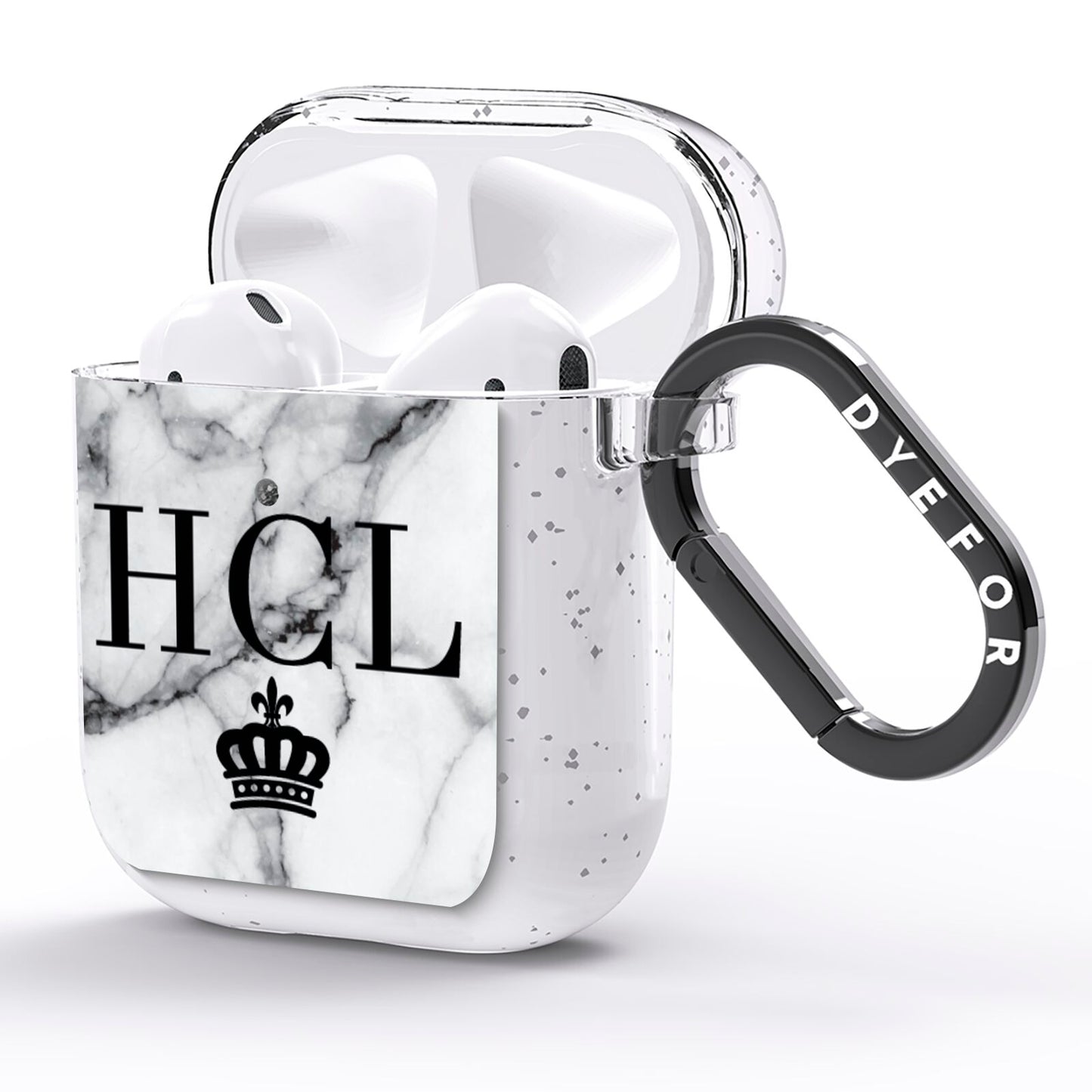 Personalised Marble Initials Crown Custom AirPods Glitter Case Side Image
