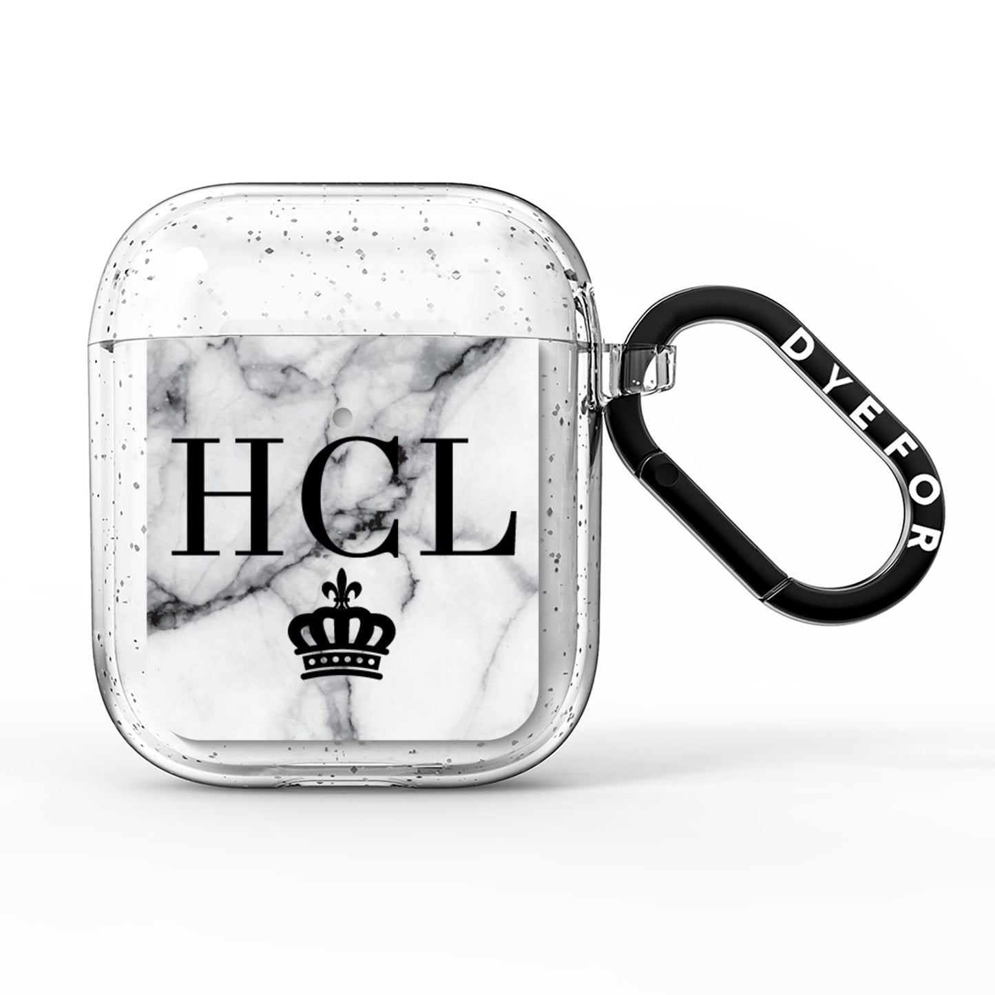 Personalised Marble Initials Crown Custom AirPods Glitter Case