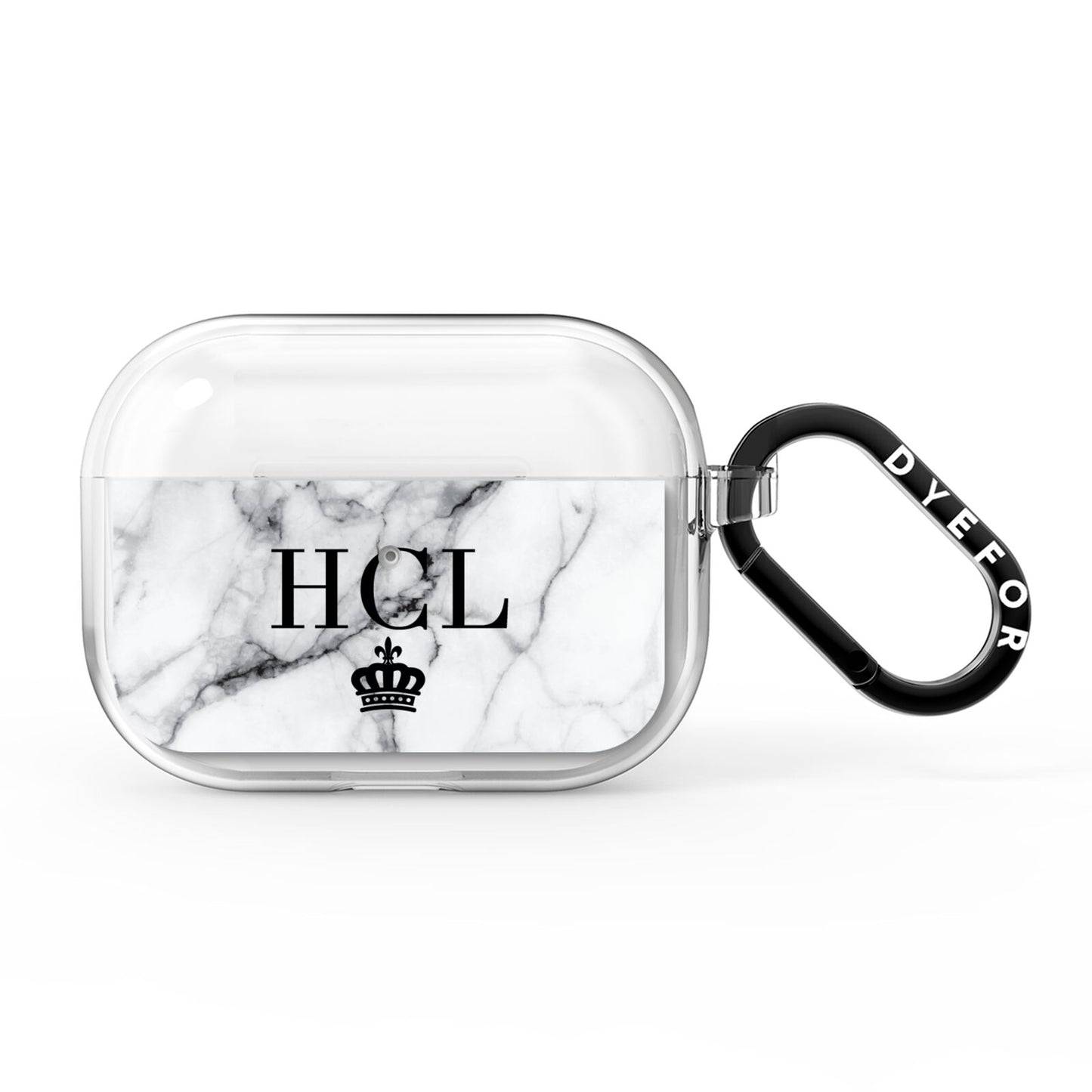 Personalised Marble Initials Crown Custom AirPods Pro Clear Case