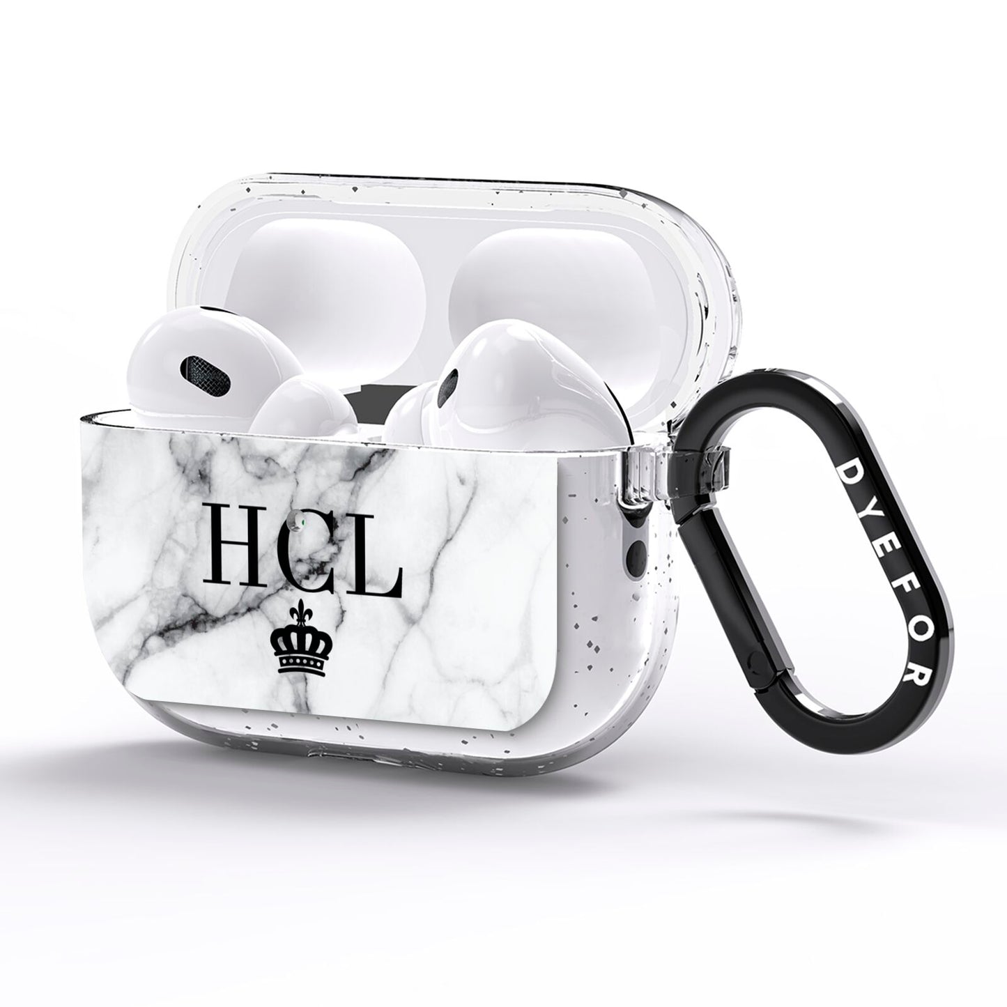 Personalised Marble Initials Crown Custom AirPods Pro Glitter Case Side Image