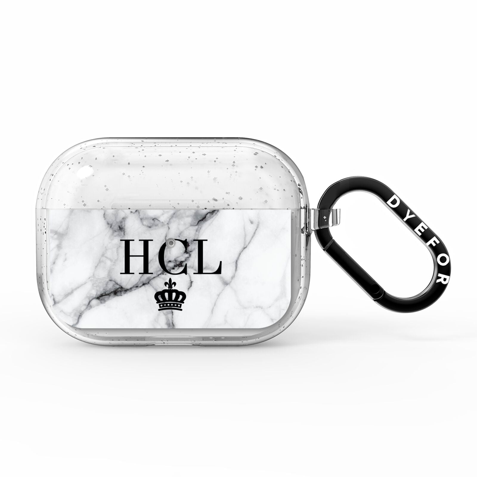 Personalised Marble Initials Crown Custom AirPods Pro Glitter Case