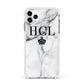 Personalised Marble Initials Crown Custom Apple iPhone 11 Pro Max in Silver with White Impact Case