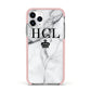 Personalised Marble Initials Crown Custom Apple iPhone 11 Pro in Silver with Pink Impact Case