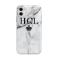 Personalised Marble Initials Crown Custom Apple iPhone 11 in White with Bumper Case