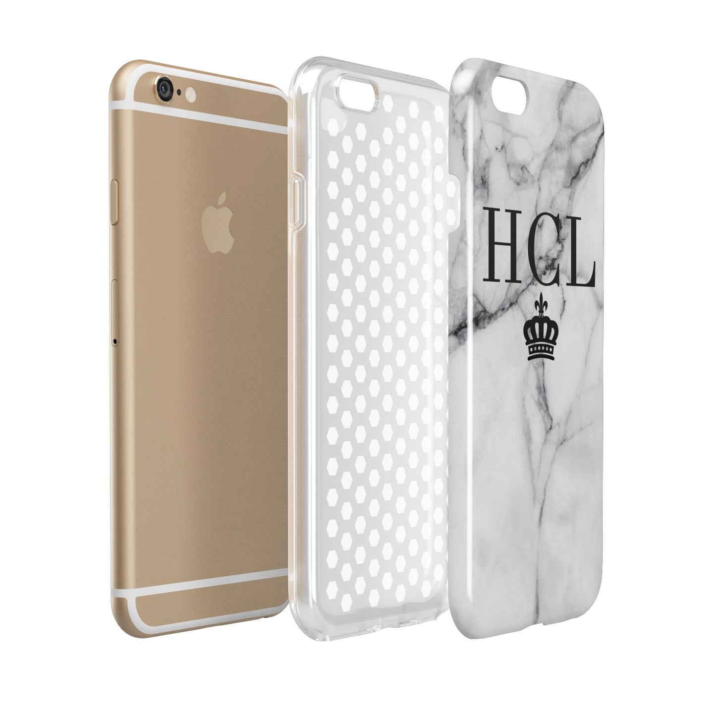 Personalised Marble Initials Crown Custom Apple iPhone 6 3D Tough Case Expanded view