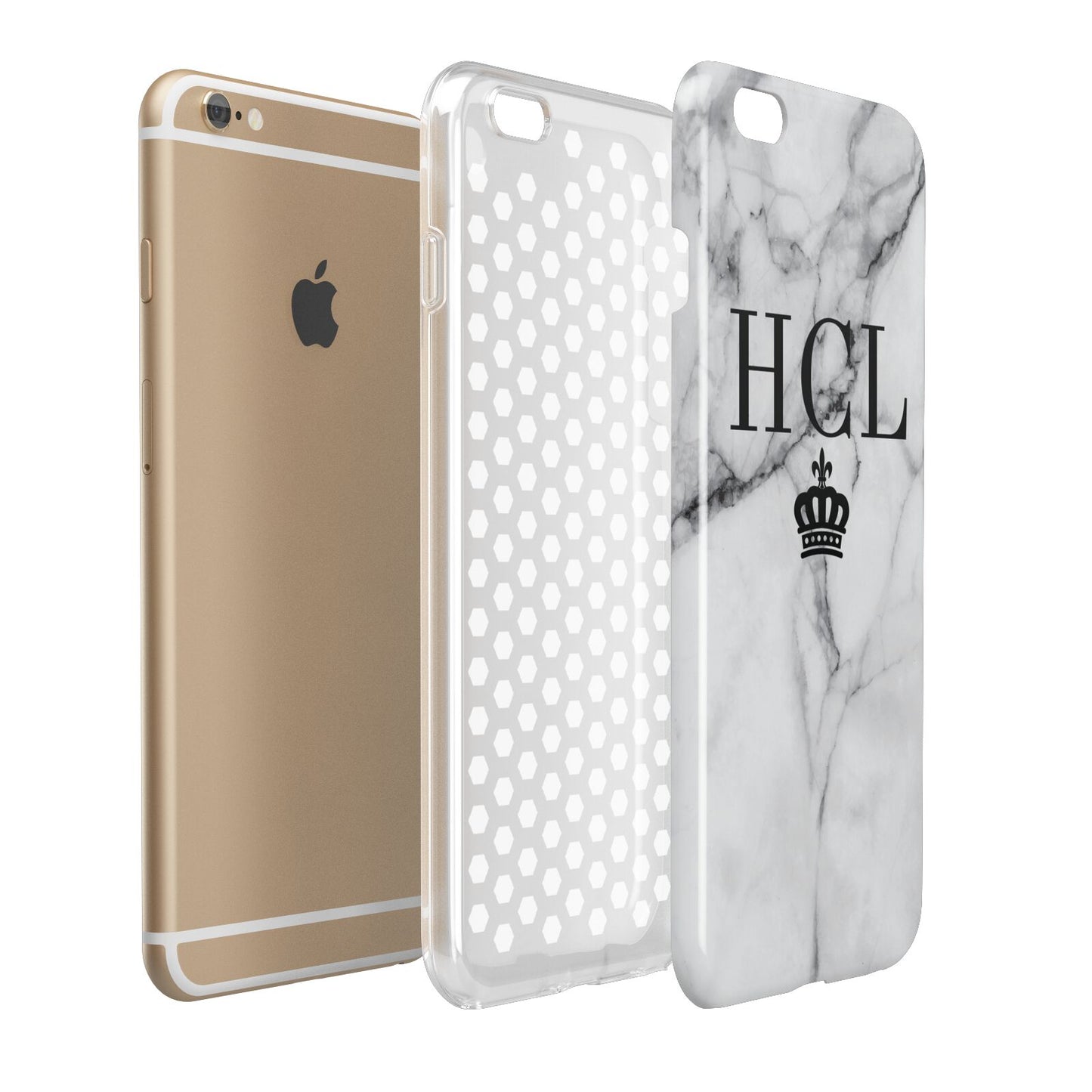 Personalised Marble Initials Crown Custom Apple iPhone 6 Plus 3D Tough Case Expand Detail Image