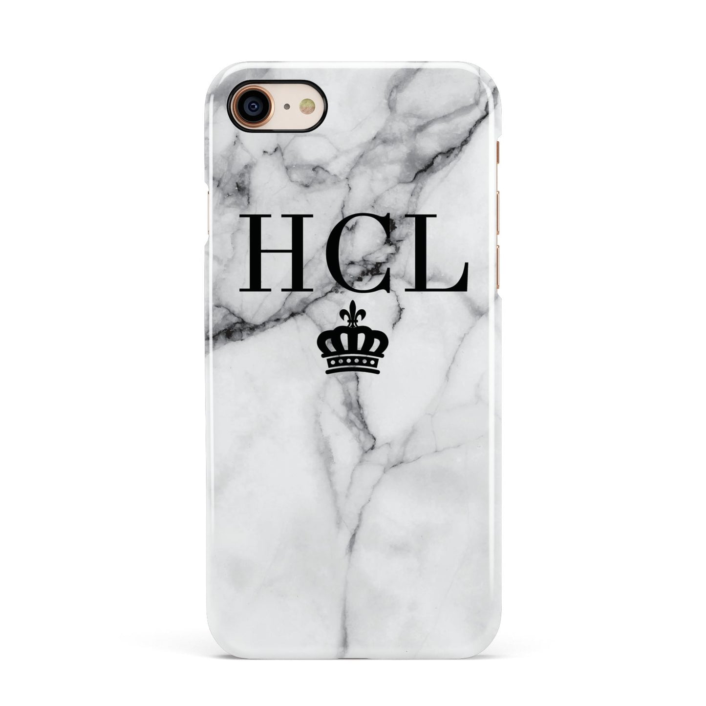 Personalised Marble Initials Crown Custom Apple iPhone 7 8 3D Snap Case