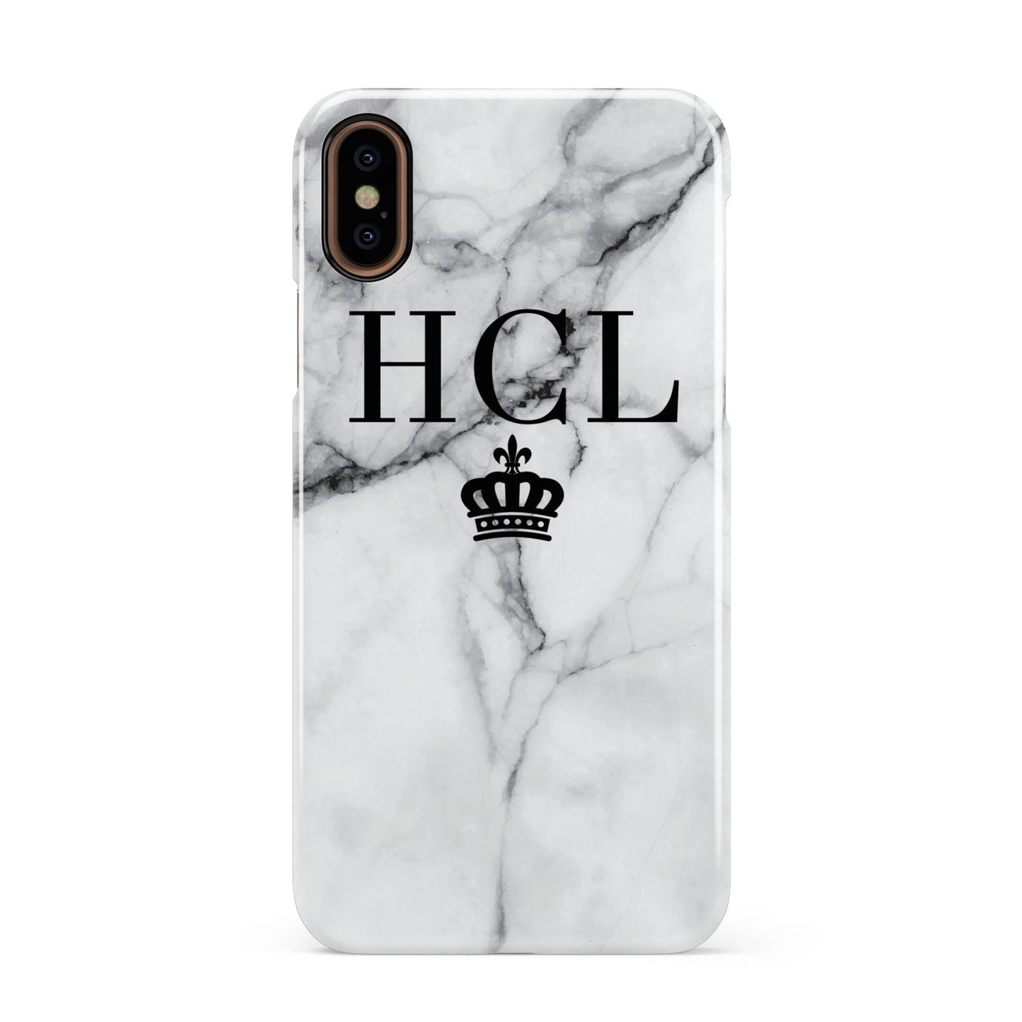 Personalised Marble Initials Crown Custom Apple iPhone XS 3D Snap Case