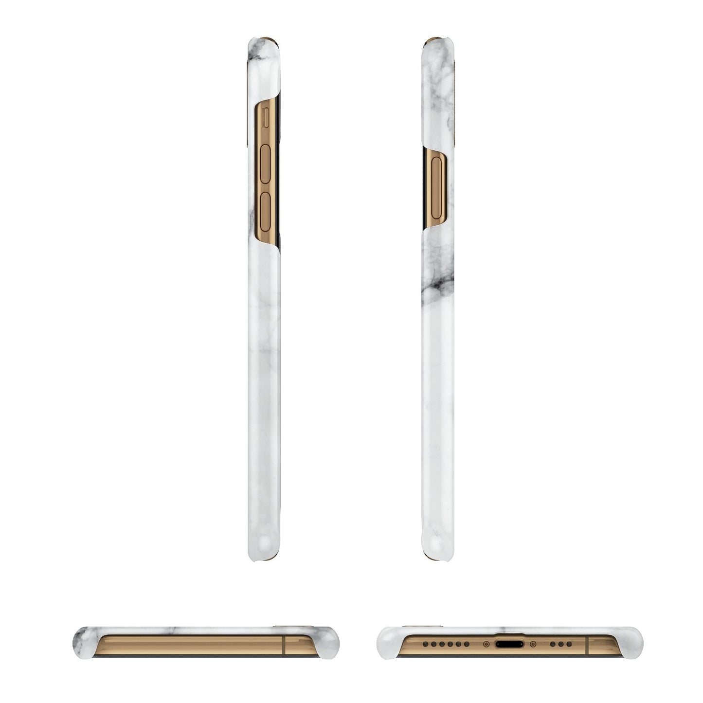 Personalised Marble Initials Crown Custom Apple iPhone Xs 3D Wrap Snap Case Angled Images