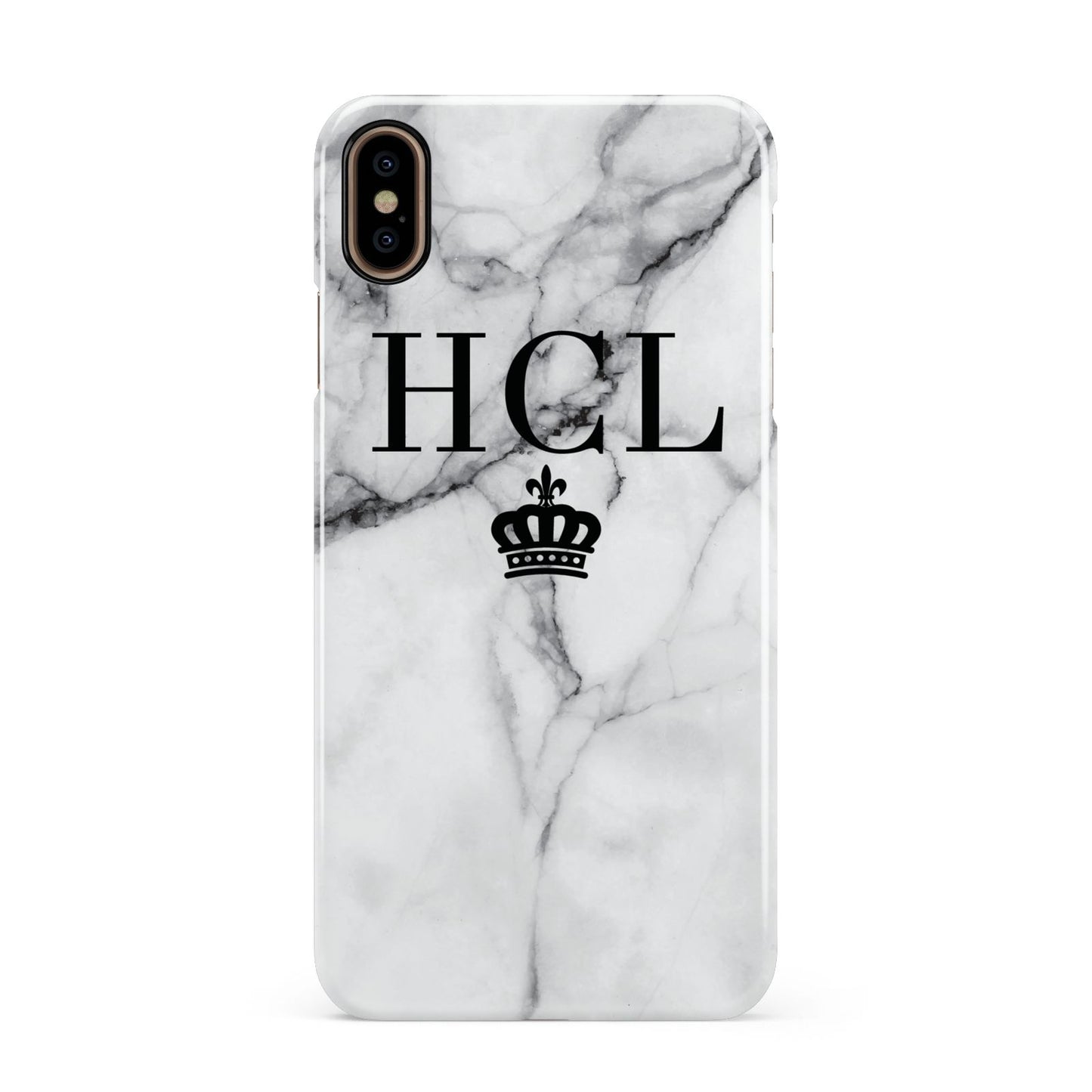Personalised Marble Initials Crown Custom Apple iPhone Xs Max 3D Snap Case
