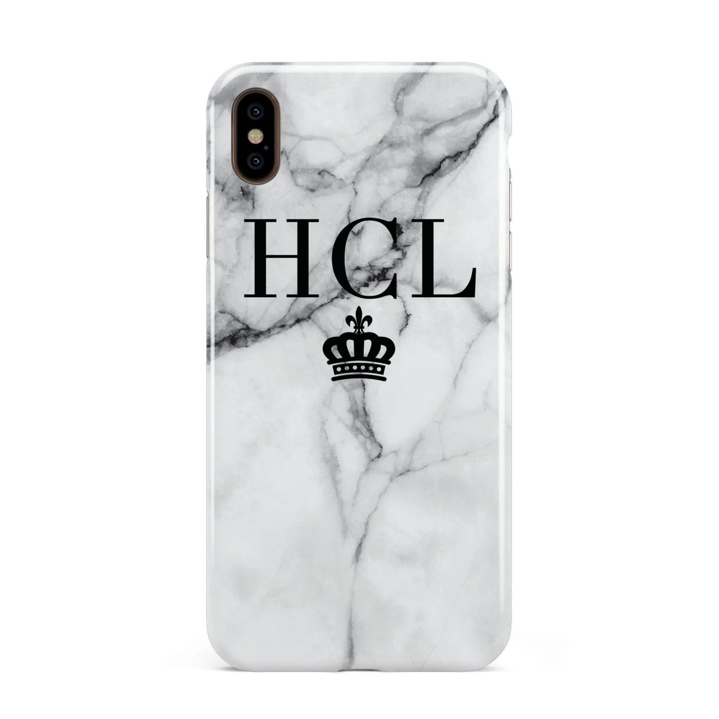 Personalised Marble Initials Crown Custom Apple iPhone Xs Max 3D Tough Case