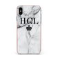 Personalised Marble Initials Crown Custom Apple iPhone Xs Max Impact Case Pink Edge on Black Phone