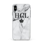 Personalised Marble Initials Crown Custom Apple iPhone Xs Max Impact Case White Edge on Black Phone