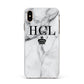 Personalised Marble Initials Crown Custom Apple iPhone Xs Max Impact Case White Edge on Gold Phone