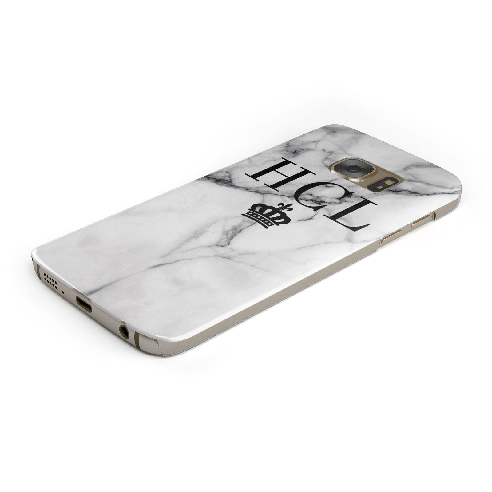 Personalised Marble Initials Crown Custom Protective Samsung Galaxy Case Angled Image
