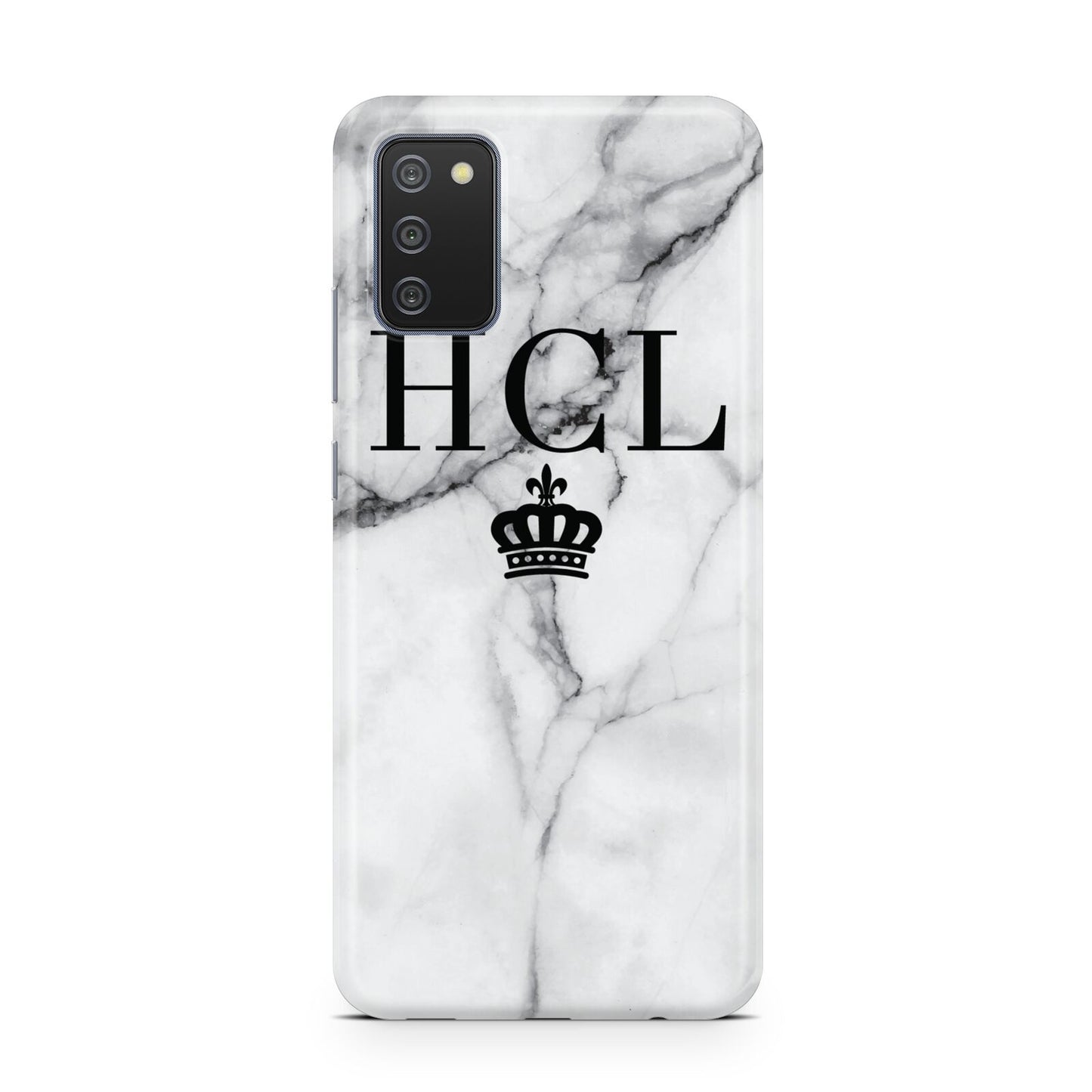 Personalised Marble Initials Crown Custom Samsung A02s Case