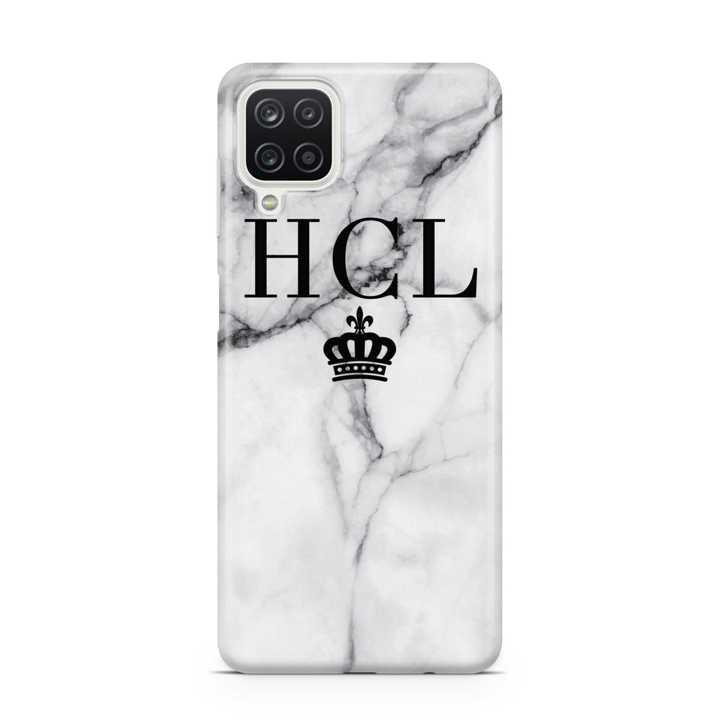 Personalised Marble Initials Crown Custom Samsung A12 Case