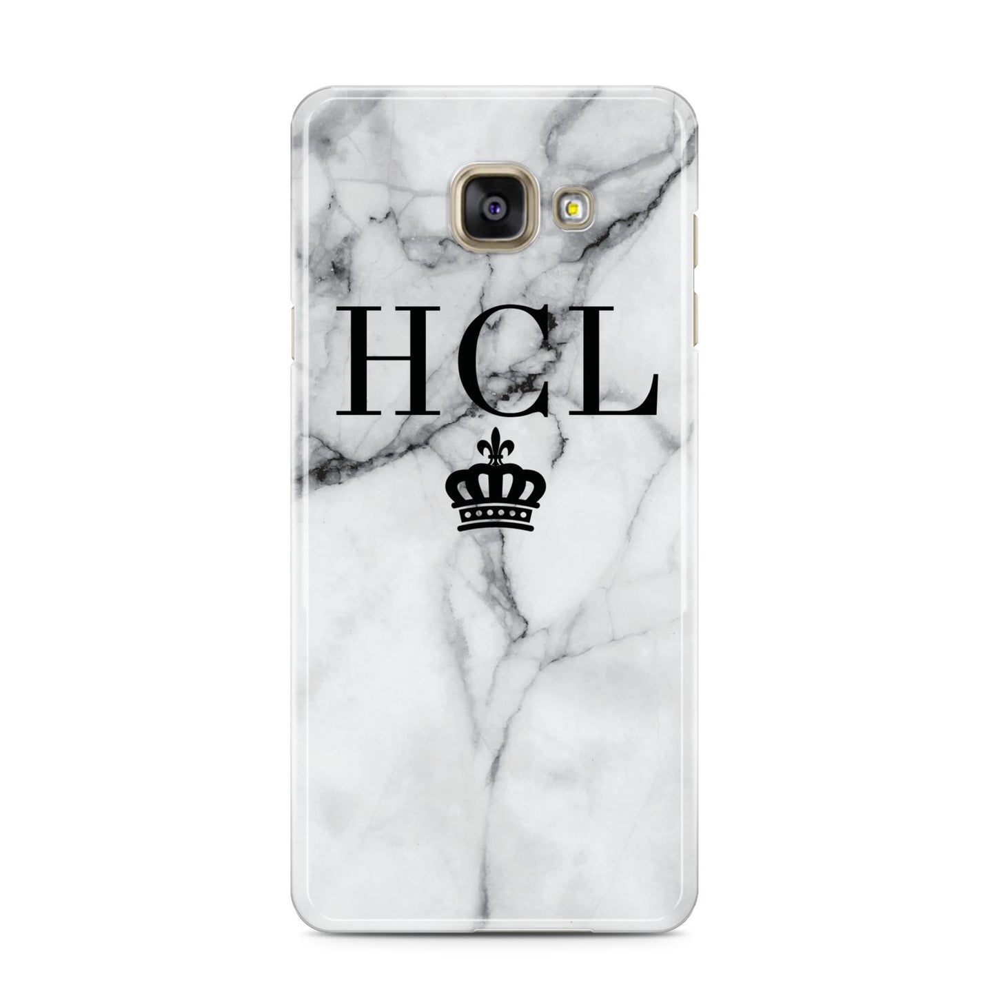Personalised Marble Initials Crown Custom Samsung Galaxy A3 2016 Case on gold phone