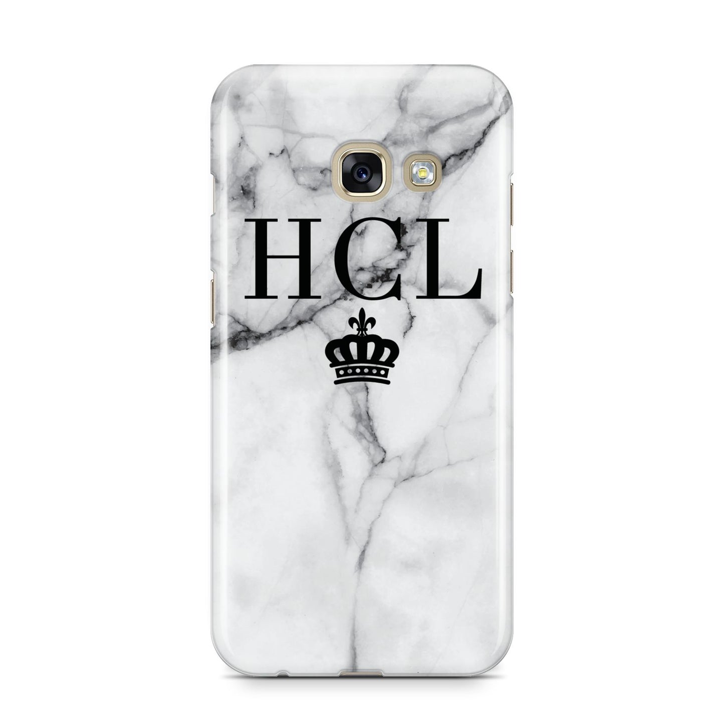 Personalised Marble Initials Crown Custom Samsung Galaxy A3 2017 Case on gold phone