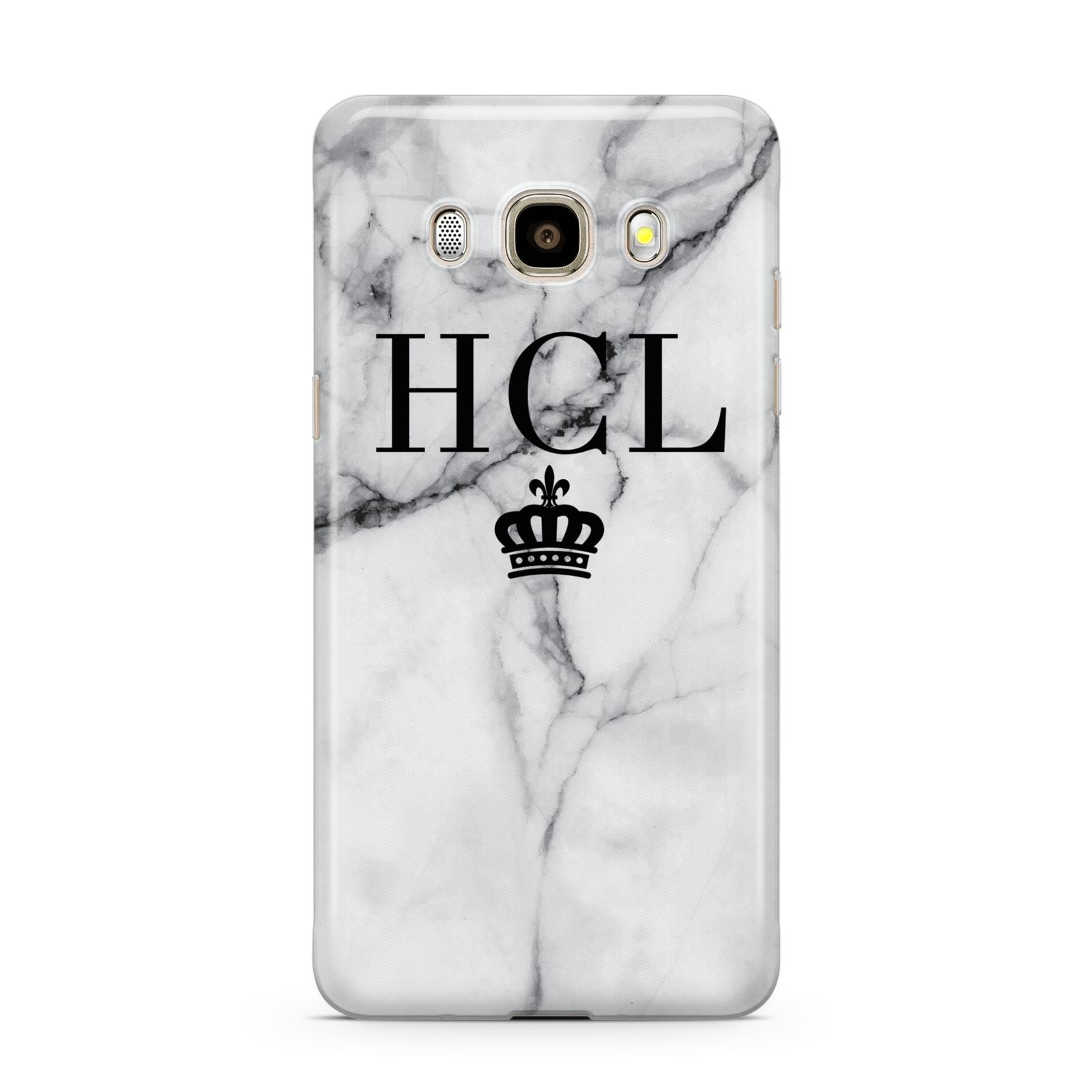 Personalised Marble Initials Crown Custom Samsung Galaxy J7 2016 Case on gold phone