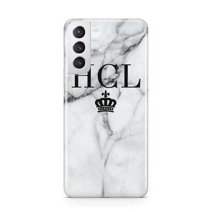 Personalised Marble Initials Crown Custom Samsung S21 Case