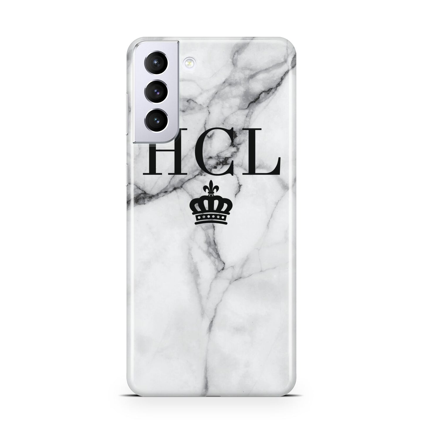 Personalised Marble Initials Crown Custom Samsung S21 Plus Case