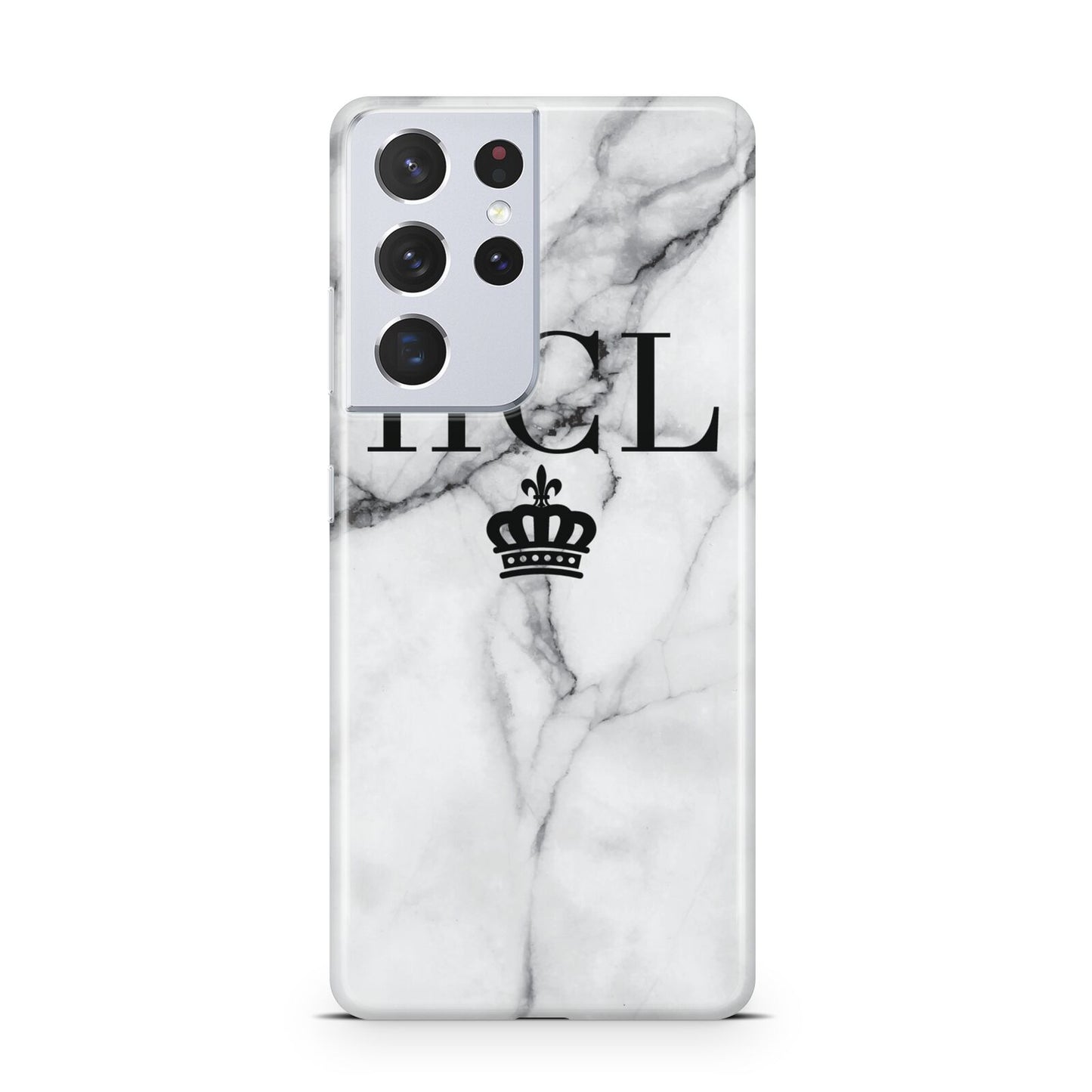 Personalised Marble Initials Crown Custom Samsung S21 Ultra Case