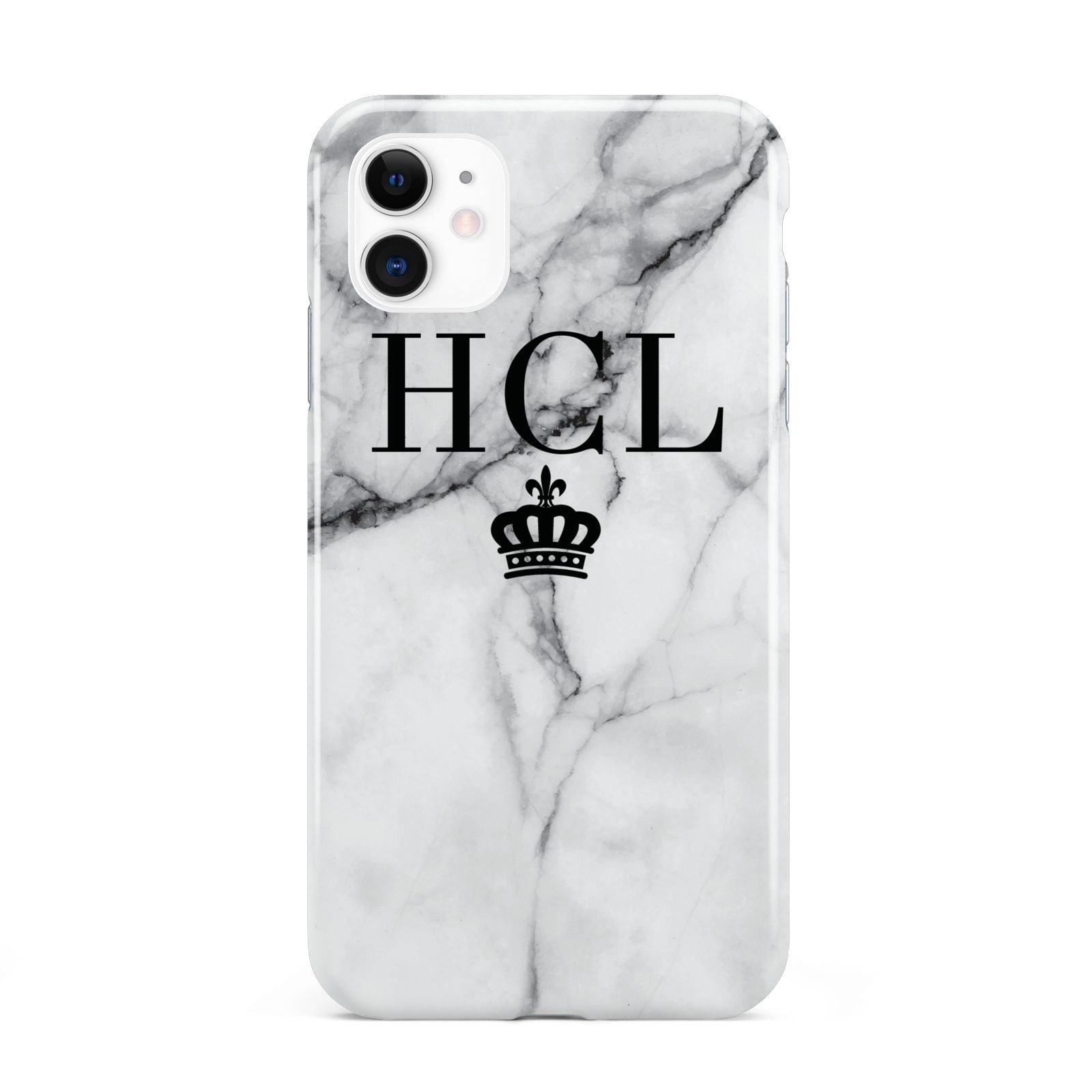 Personalised Marble Initials Crown Custom iPhone 11 3D Tough Case