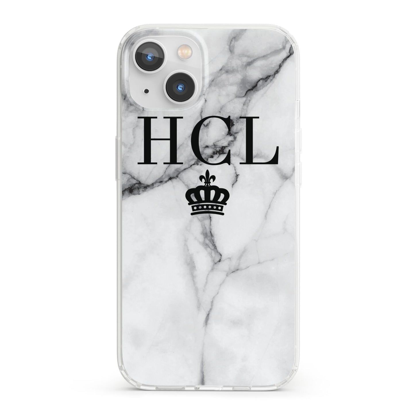 Personalised Marble Initials Crown Custom iPhone 13 Clear Bumper Case