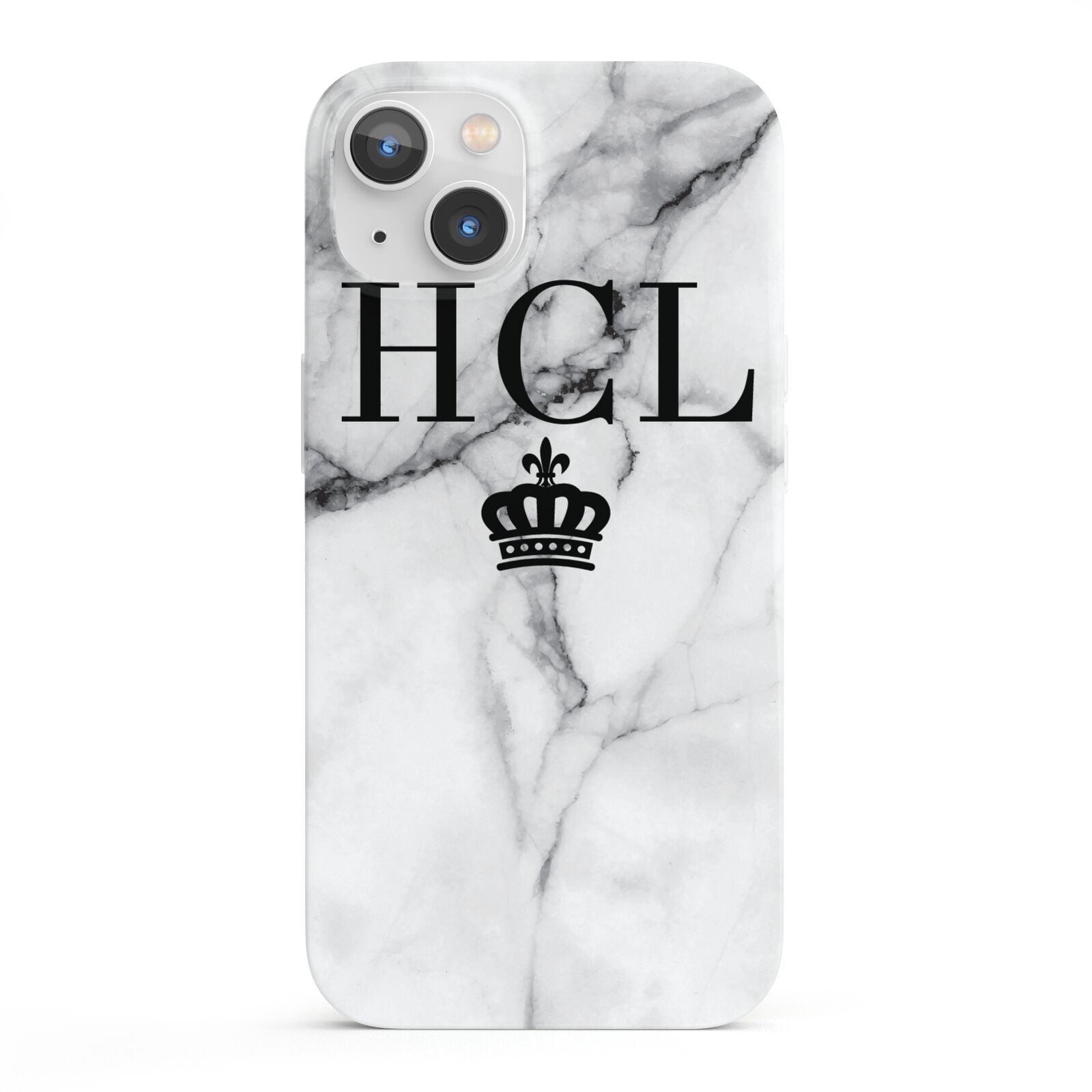 Personalised Marble Initials Crown Custom iPhone 13 Full Wrap 3D Snap Case