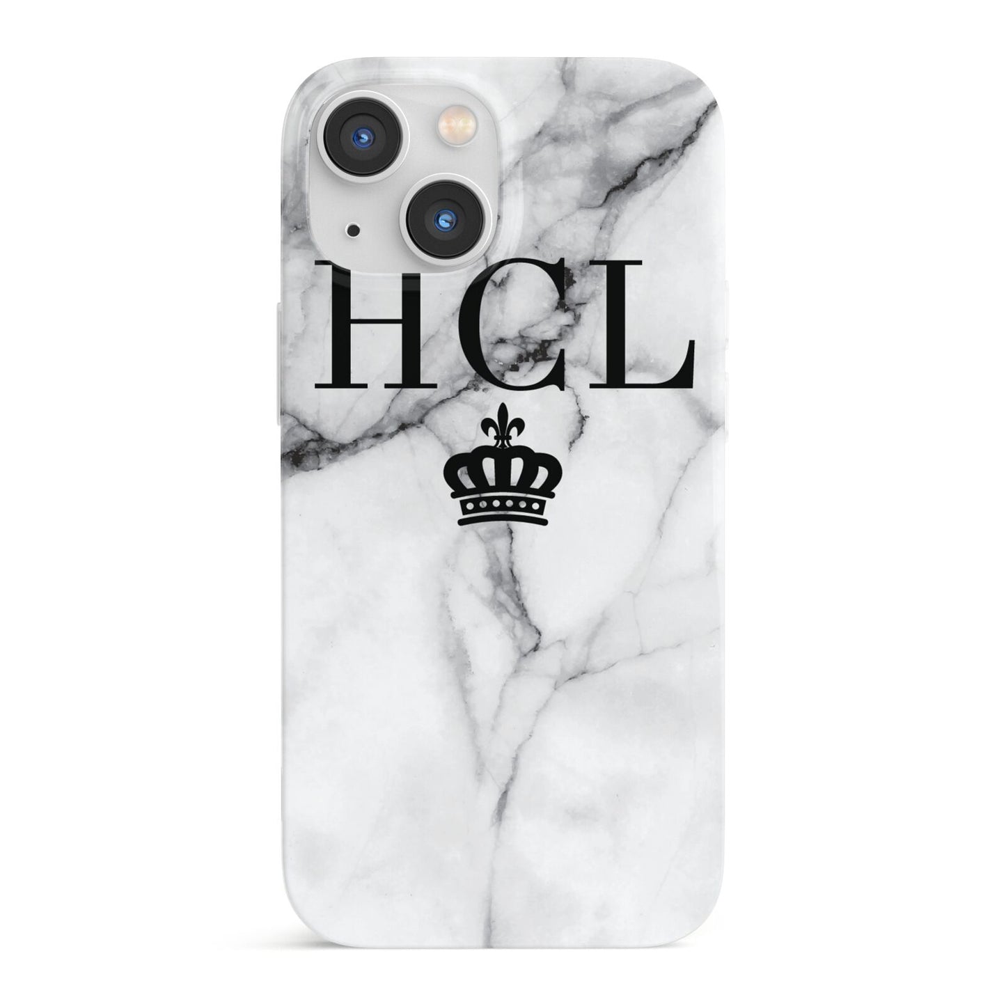 Personalised Marble Initials Crown Custom iPhone 13 Mini Full Wrap 3D Snap Case