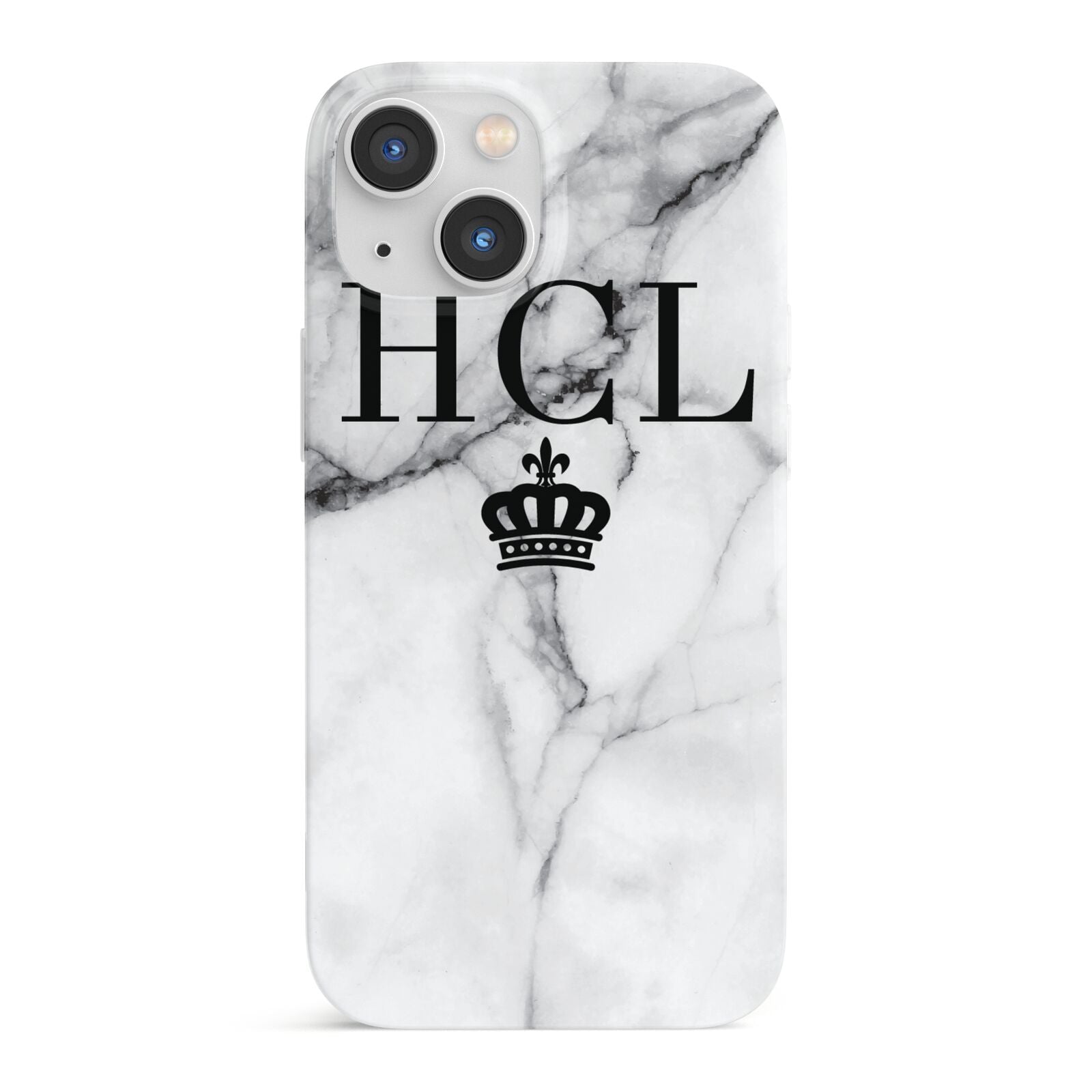 Personalised Marble Initials Crown Custom iPhone 13 Mini Full Wrap 3D Snap Case