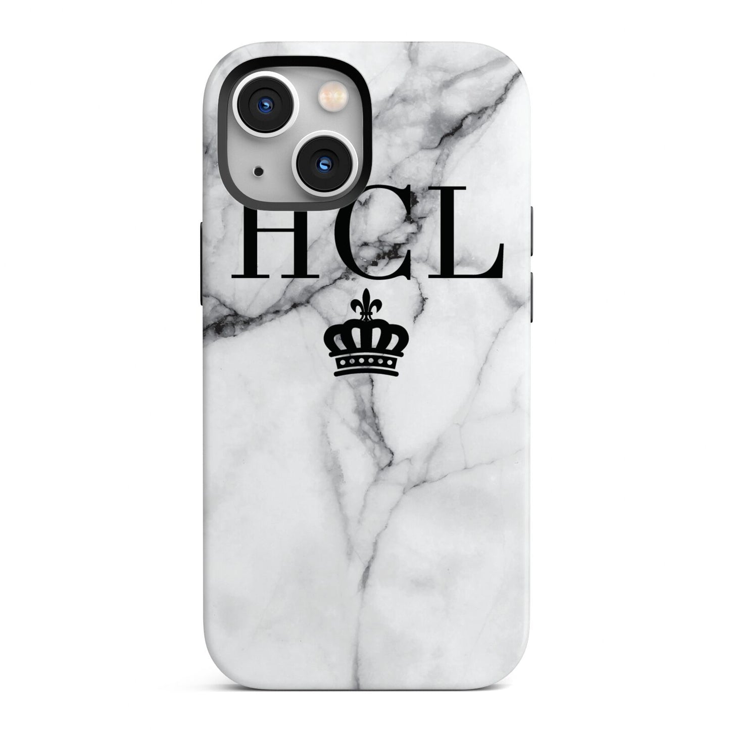 Personalised Marble Initials Crown Custom iPhone 13 Mini Full Wrap 3D Tough Case