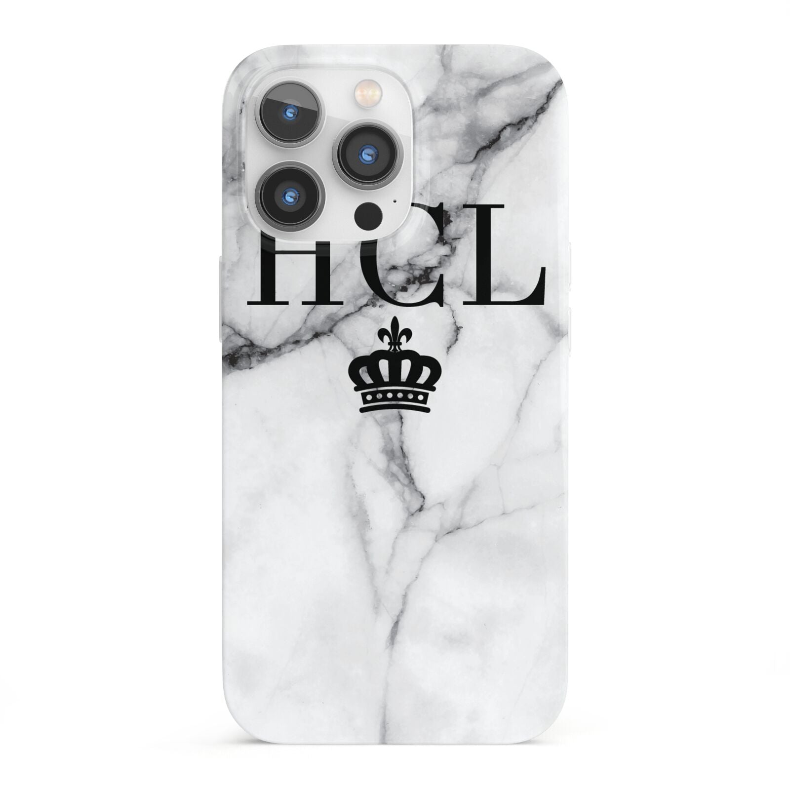 Personalised Marble Initials Crown Custom iPhone 13 Pro Full Wrap 3D Snap Case