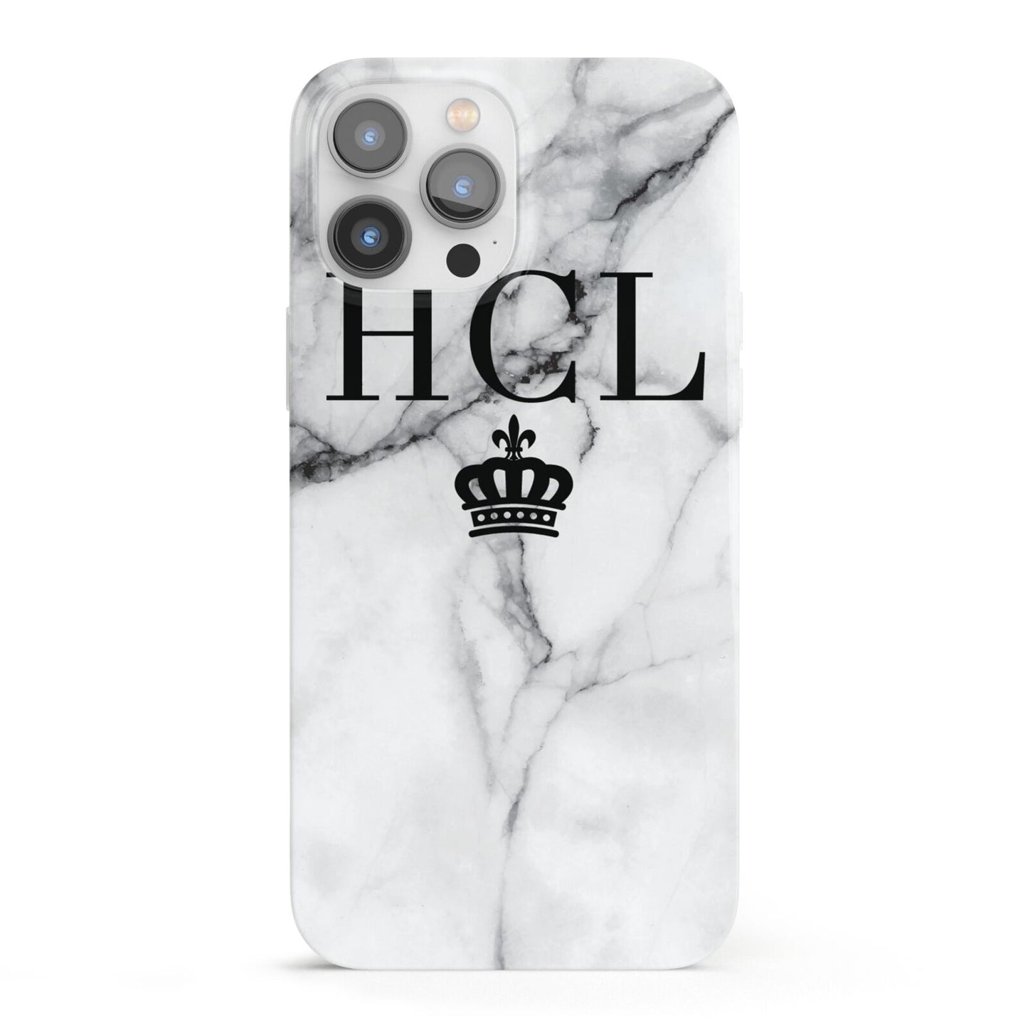 Personalised Marble Initials Crown Custom iPhone 13 Pro Max Full Wrap 3D Snap Case
