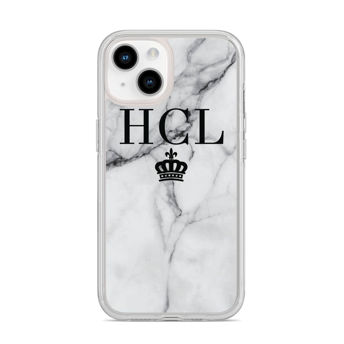 Personalised Marble Initials Crown Custom iPhone 14 Clear Tough Case Starlight