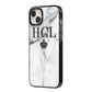 Personalised Marble Initials Crown Custom iPhone 14 Plus Black Impact Case Side Angle on Silver phone