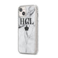 Personalised Marble Initials Crown Custom iPhone 14 Plus Glitter Tough Case Starlight Angled Image