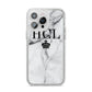 Personalised Marble Initials Crown Custom iPhone 14 Pro Max Glitter Tough Case Silver