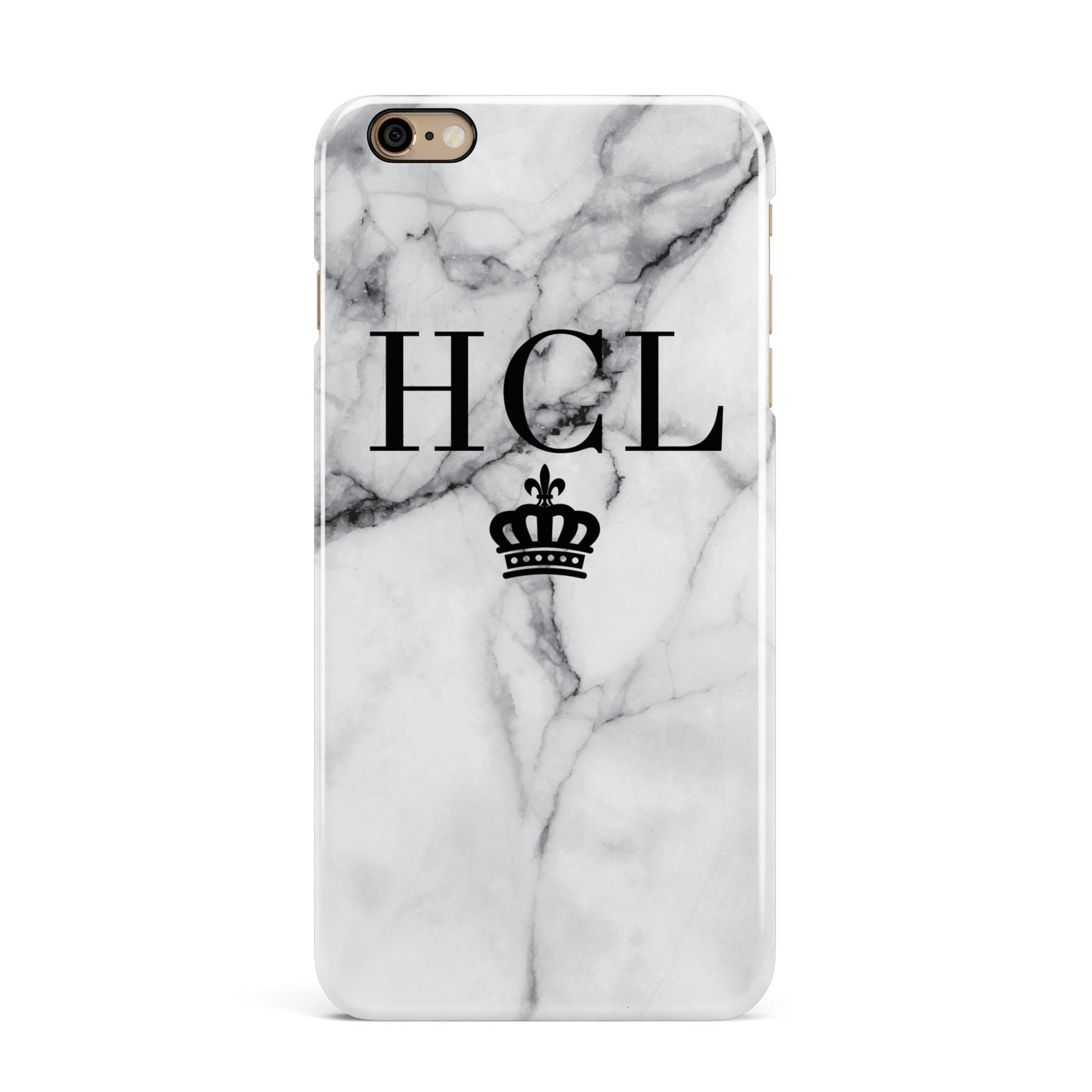 Personalised Marble Initials Crown Custom iPhone 6 Plus 3D Snap Case on Gold Phone