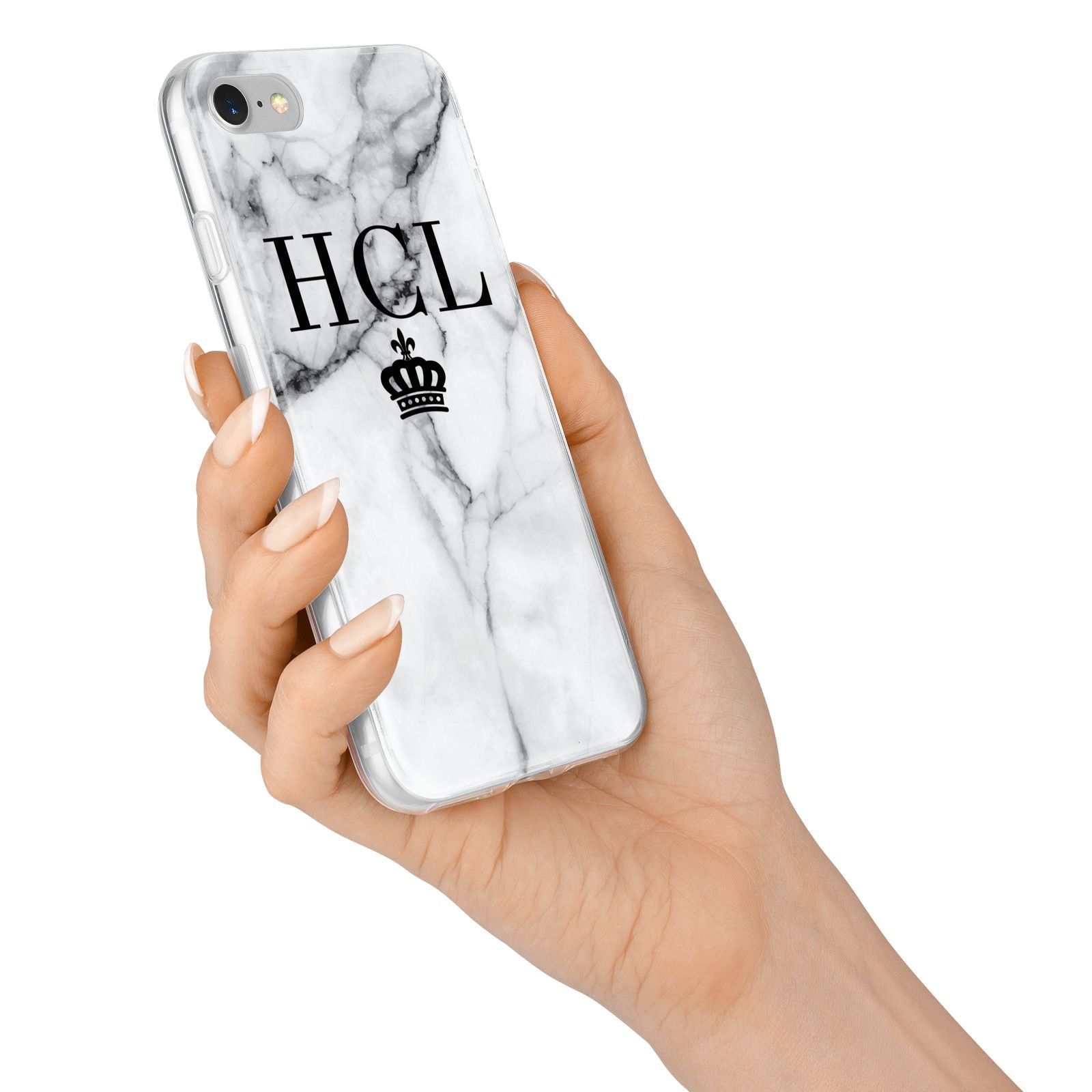 Personalised Marble Initials Crown Custom iPhone 7 Bumper Case on Silver iPhone Alternative Image