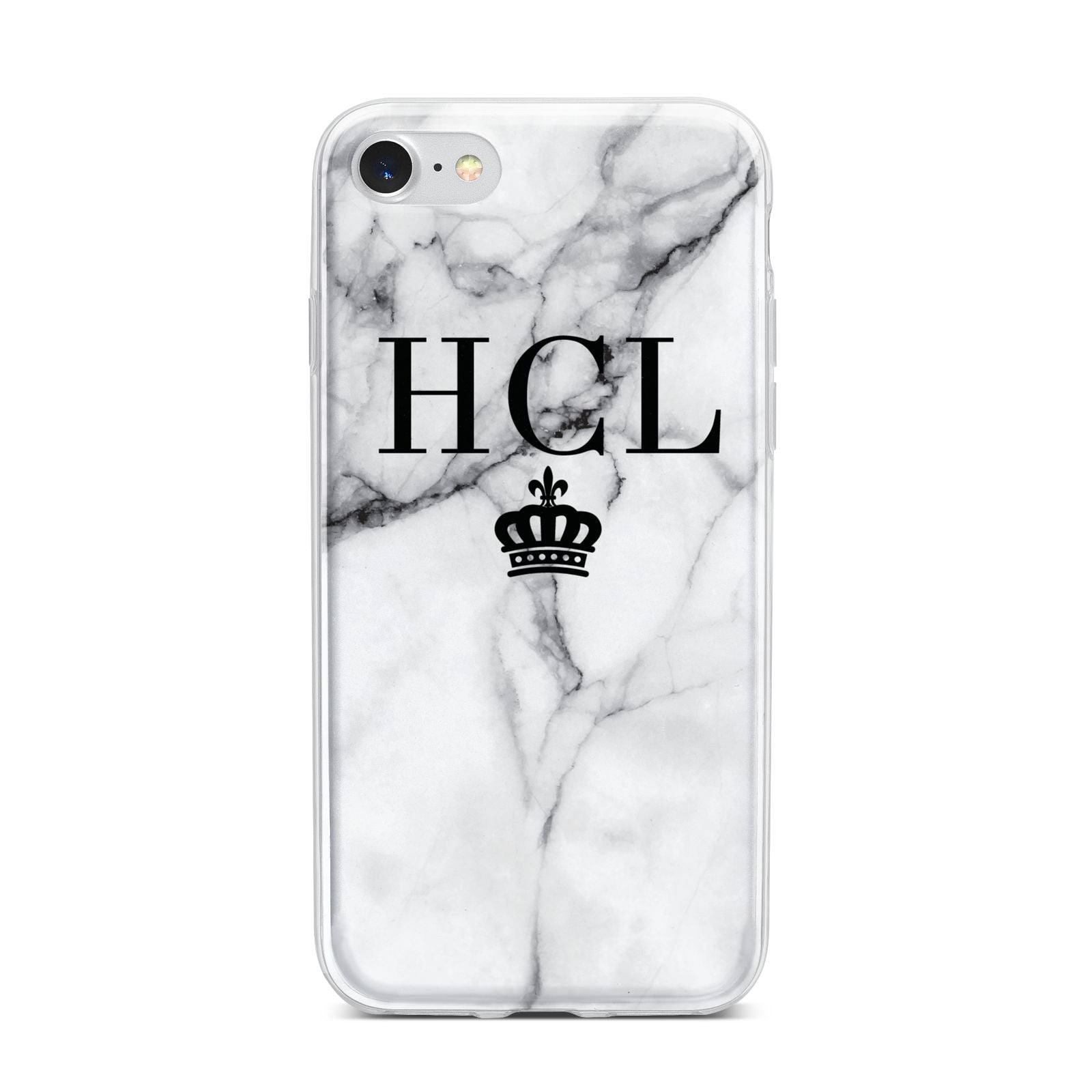 Personalised Marble Initials Crown Custom iPhone 7 Bumper Case on Silver iPhone