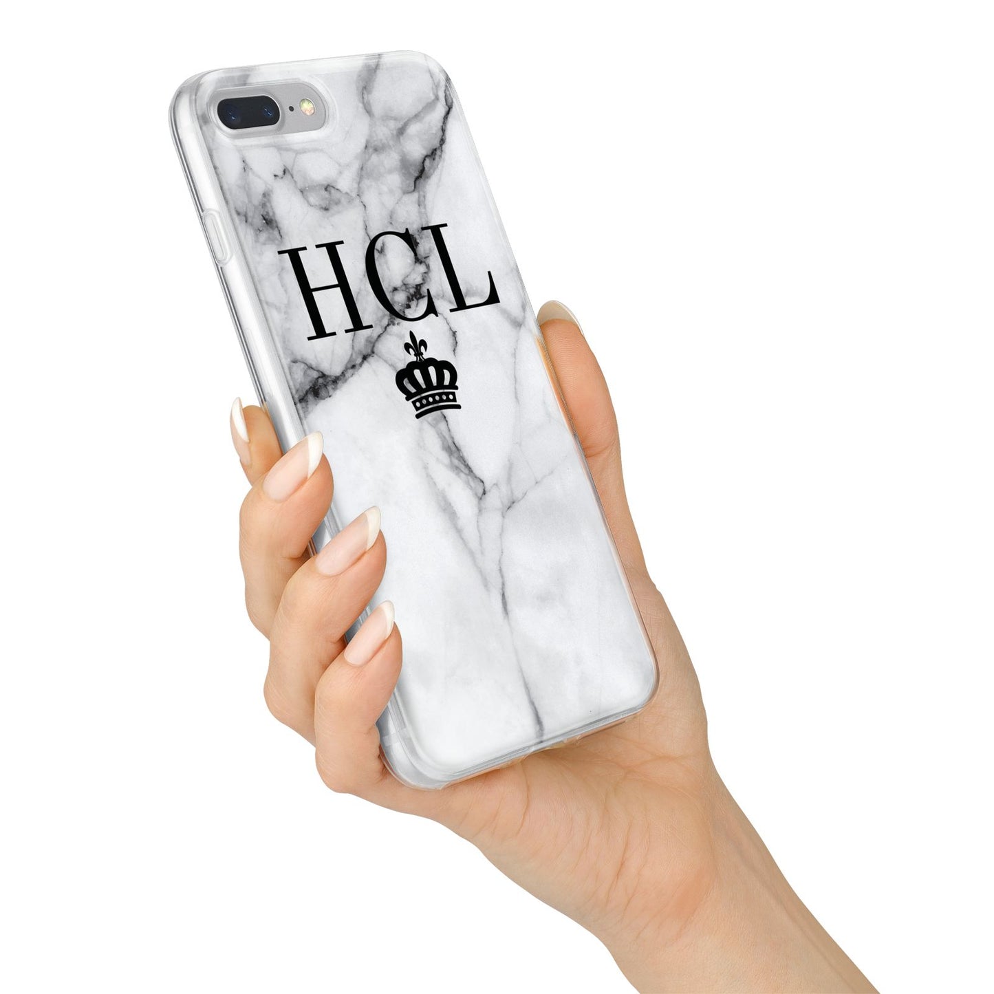 Personalised Marble Initials Crown Custom iPhone 7 Plus Bumper Case on Silver iPhone Alternative Image