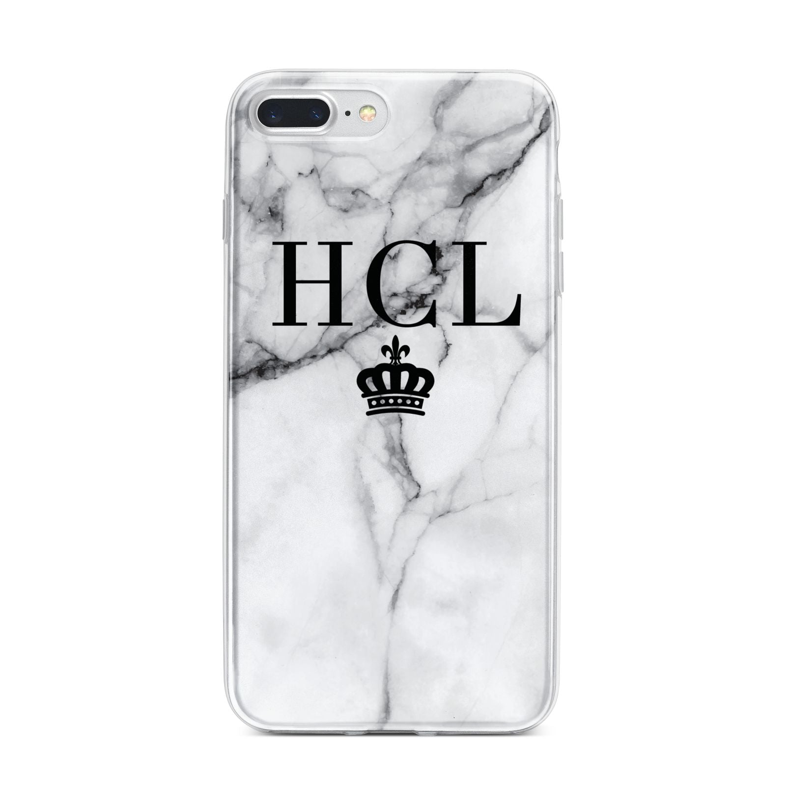 Personalised Marble Initials Crown Custom iPhone 7 Plus Bumper Case on Silver iPhone