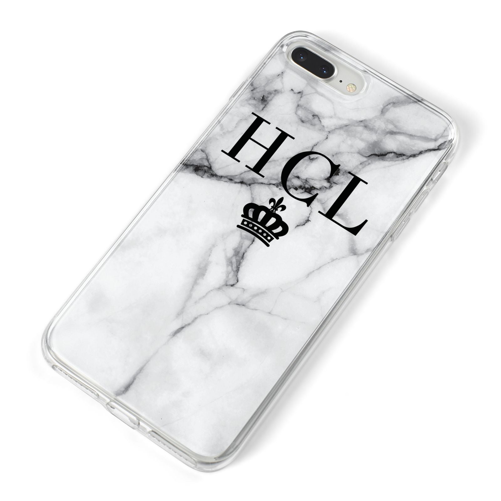 Personalised Marble Initials Crown Custom iPhone 8 Plus Bumper Case on Silver iPhone Alternative Image