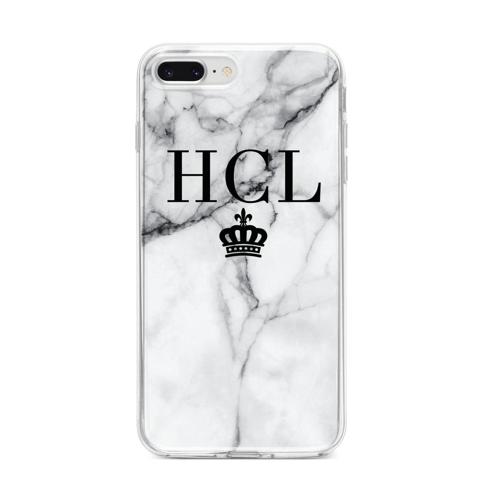 Personalised Marble Initials Crown Custom iPhone 8 Plus Bumper Case on Silver iPhone
