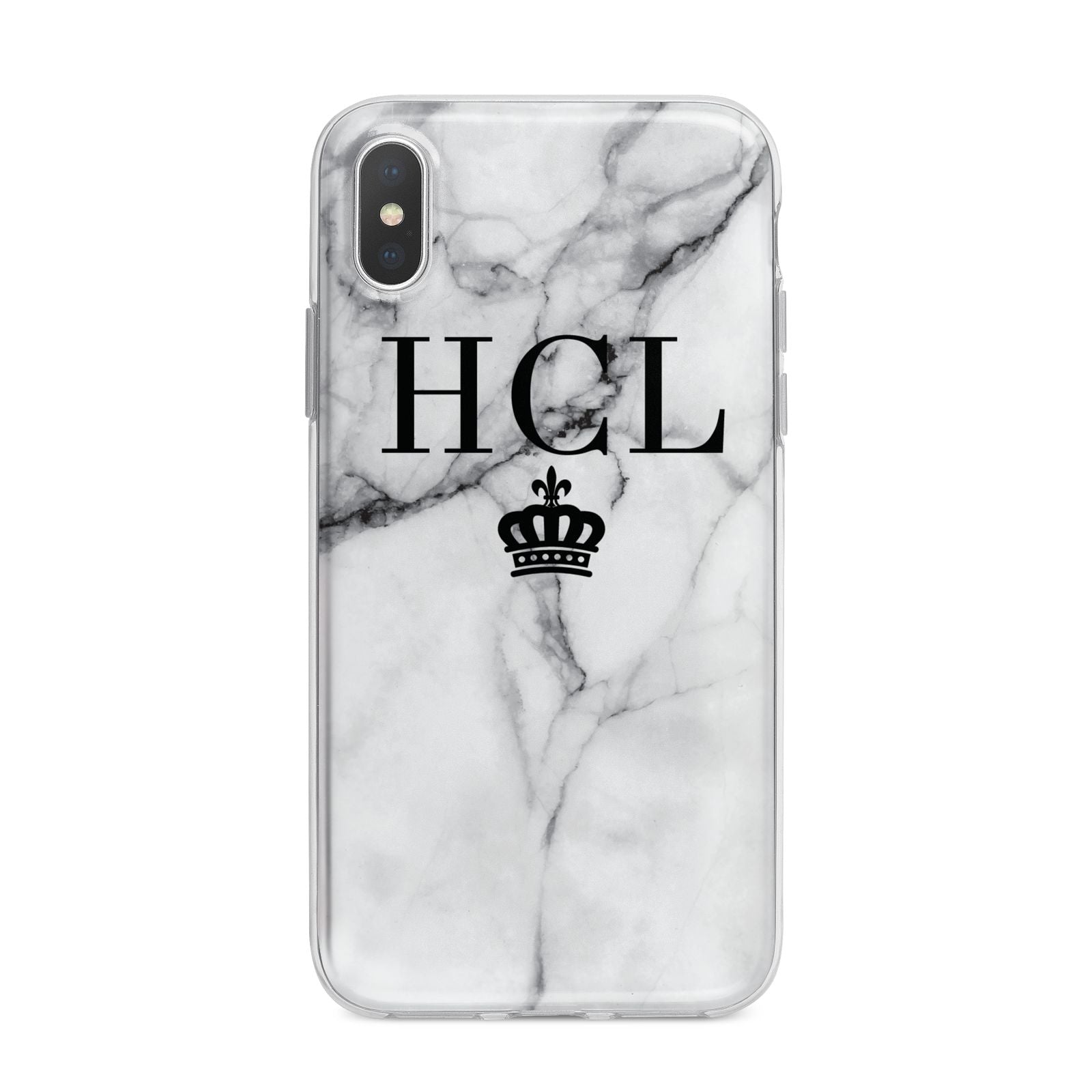 Personalised Marble Initials Crown Custom iPhone X Bumper Case on Silver iPhone Alternative Image 1
