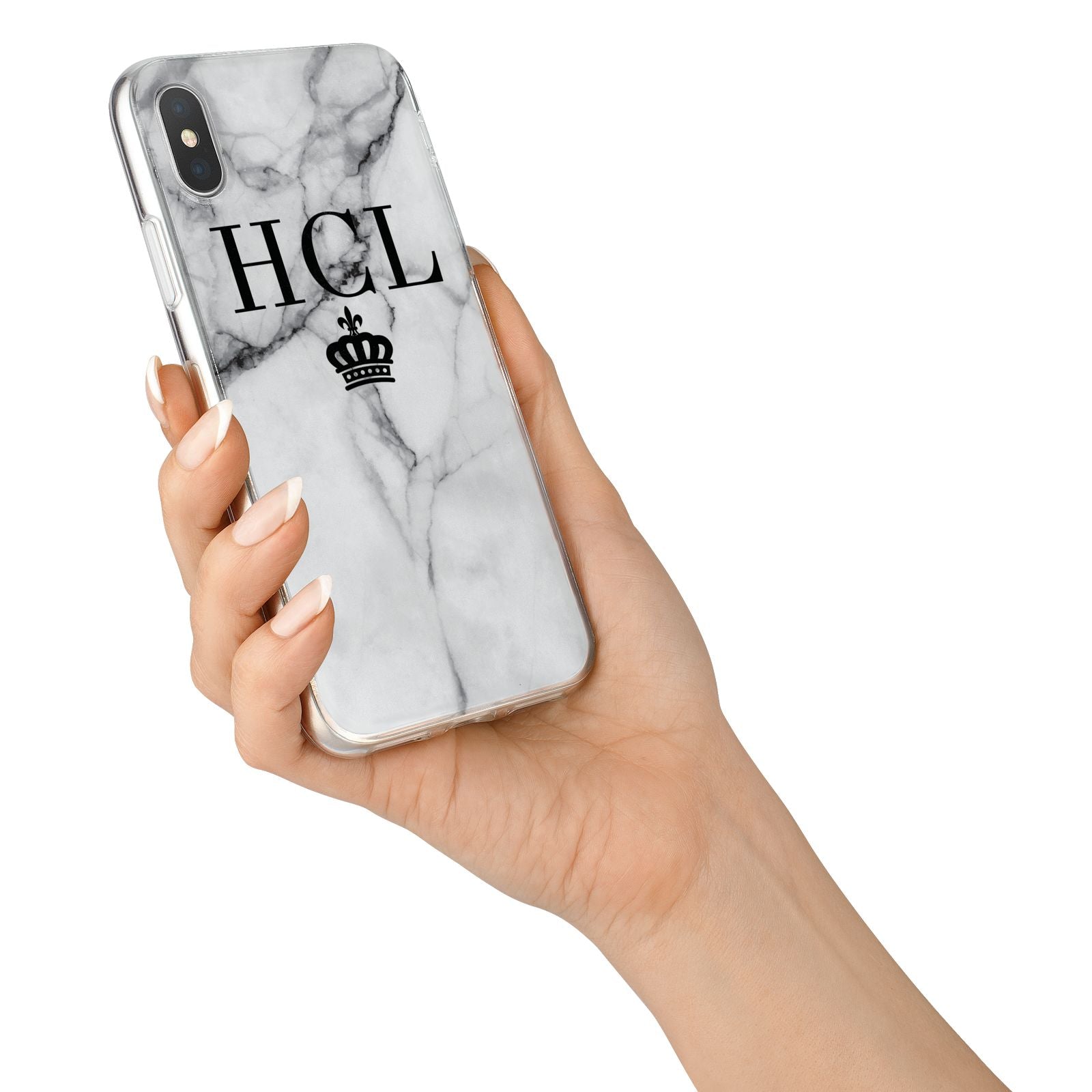 Personalised Marble Initials Crown Custom iPhone X Bumper Case on Silver iPhone Alternative Image 2