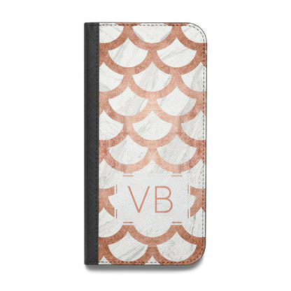 Personalised Marble Initials Scales Vegan Leather Flip iPhone Case