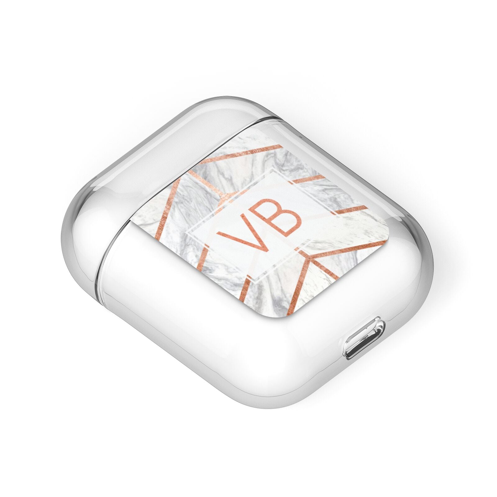 Personalised Marble Initials Shapes AirPods Case Laid Flat
